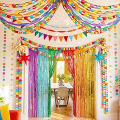 Rainbow 574 ft Crepe Streamers 700 Sheets Chains Garland Colorful Strips 26 f…