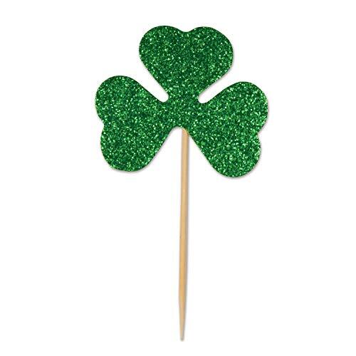 Beistle Glittered Shamrock Food Cake Cupcake Picks – 24 Pcs