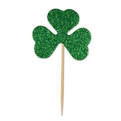 Beistle Glittered Shamrock Food Cake Cupcake Picks – 24 Pcs
