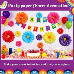 12 Pcs Large Mexican Tissue Paper Flowers 20″ 10″ Giant Colorful Fiesta Paper…