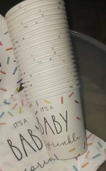 Baby Sprinkle Decorations (6 ft arch cover, banner, plates/cups/napkins, & bow)