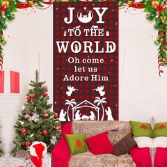 Christmas Door Cover Nativity Scene Joy to The World Banner, JOY Xmas Nativit…
