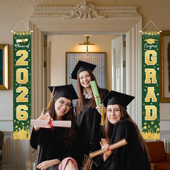 2Pcs 2026 Graduation Porch Banner Class of 2026 Congrats Grad Door Sign Decor