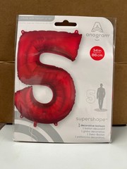 Anagram Number “5” Single PC 34” Foil Balloon – Red