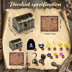 116 Pieces Pirate Treasure Toys, Pirate Treasure Box with Coins Jewels Gems a…