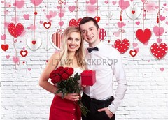 Durable 8x6ft Backdrop with Red Hearts Perfect for Valentine’s Celebrations