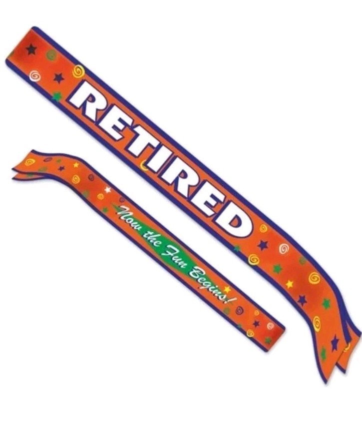 Retired Satin Sash Retirement Party Supplies Decorations Orange New With Tag
