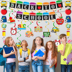 Back to School Decorations for Classroom 56PCS Welcome Back Banner and Hanging S