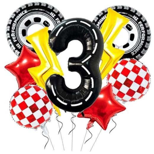 30″ Tire Balloons with Lightning Bolt Foil Style3 Race Car Party Decorations