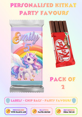 Personalised Unicorn KitKat Wrappers Birthday Party Favours Decorations UK
