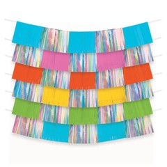 MULTI-COLORED BRIGHT RAINBOW FRINGE BACKDROP (9pcs) ~ Birthday Party Supplies
