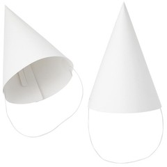 Party Hats Blank White Cone – 50 Count, 6 in, Pre-strung Elastic – Birthday H…