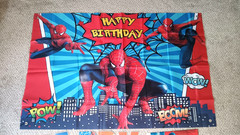 Spider-Man Birthday Banner Backdrop Letters Tablecloth 3 Set