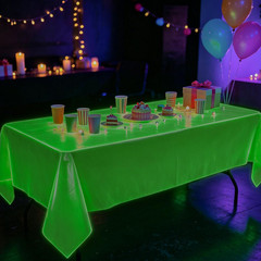 Oigco 4 Pack Neon Tablecloths, Neon Party Decorations, Pink Orange Green Glow in