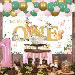 Balterver Deer 1st Birthday Decorations for Girls – Sage Green & Pink Kit wit…