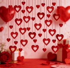 40 PCS Valentines Day Decorations Glitter Red Heart Hanging Swirls Ceiling