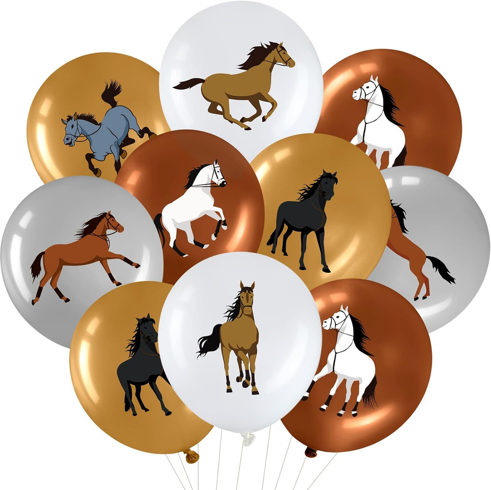 40 Pcs 12 Inch Horse Balloon Western Party Horse Balloons Cowboy Decoration Kit