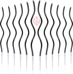PHD CAKE 24-Count Black Spiral Long Thin Birthday Candles, Cake