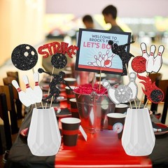 16 PCS Bowling Party Centerpiece Sticks Glitter Strike Up Birthday Decor