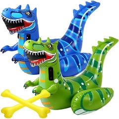 4 Pcs Inflatable Dinosaur Pool Float Game Set for Kids Teens Adults, 2 Player…