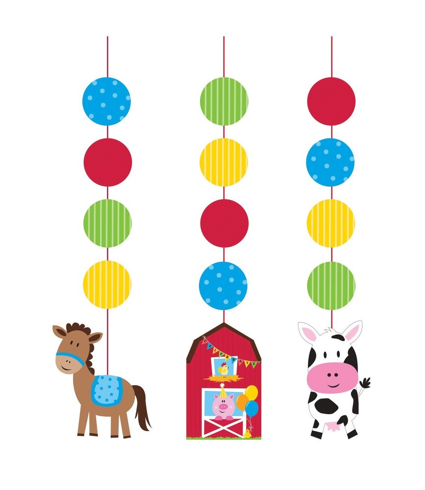 Creative Converting Farm Animals Hanging Cutouts – 3 Pcs Multicolour one size