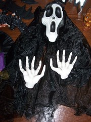Halloween decor: ghosts-bats-mask-witch-skull-creepy scary fun decorations-22pc
