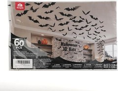 60PCS Halloween Bats Decoration 4 Different Sizes Realistic PVC Black 3D Scaroom