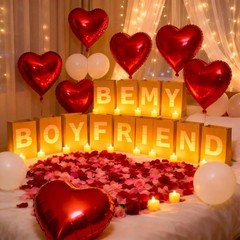 Elegant Light Up Letters with LED Lights and Decorative Rose Petals for Parties