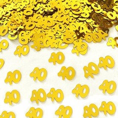 40th Birthday Anniversary Confetti Number 40 Sequins Metallic Foil Golden