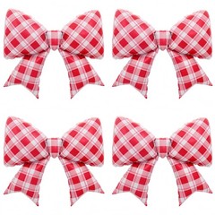 4Pcs Red White Gingham Bow Balloons for Summer Picnic BBQ/She’s Ready to Pop …
