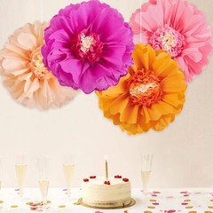4 PCS 20″ Hot Pink Orange Party Decorations Giant Paper Flowers Tissue Paper …