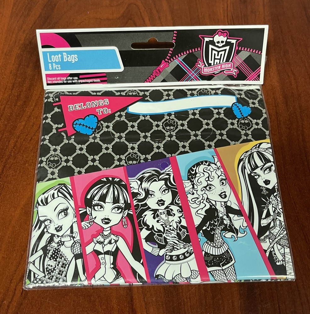 MONSTER HIGH Loot Bag Birthday Party Kids Supplies Amscan 8 Count Treat Bags Vin