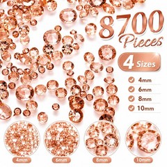 8700 PCS Rose Gold Diamond Table Confetti, Acrylic Vase Fillers for Centerpie…