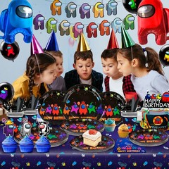174 Pcs A-mong Us Birthday Decorations Banner Balloon Tablecloth Party Supplies