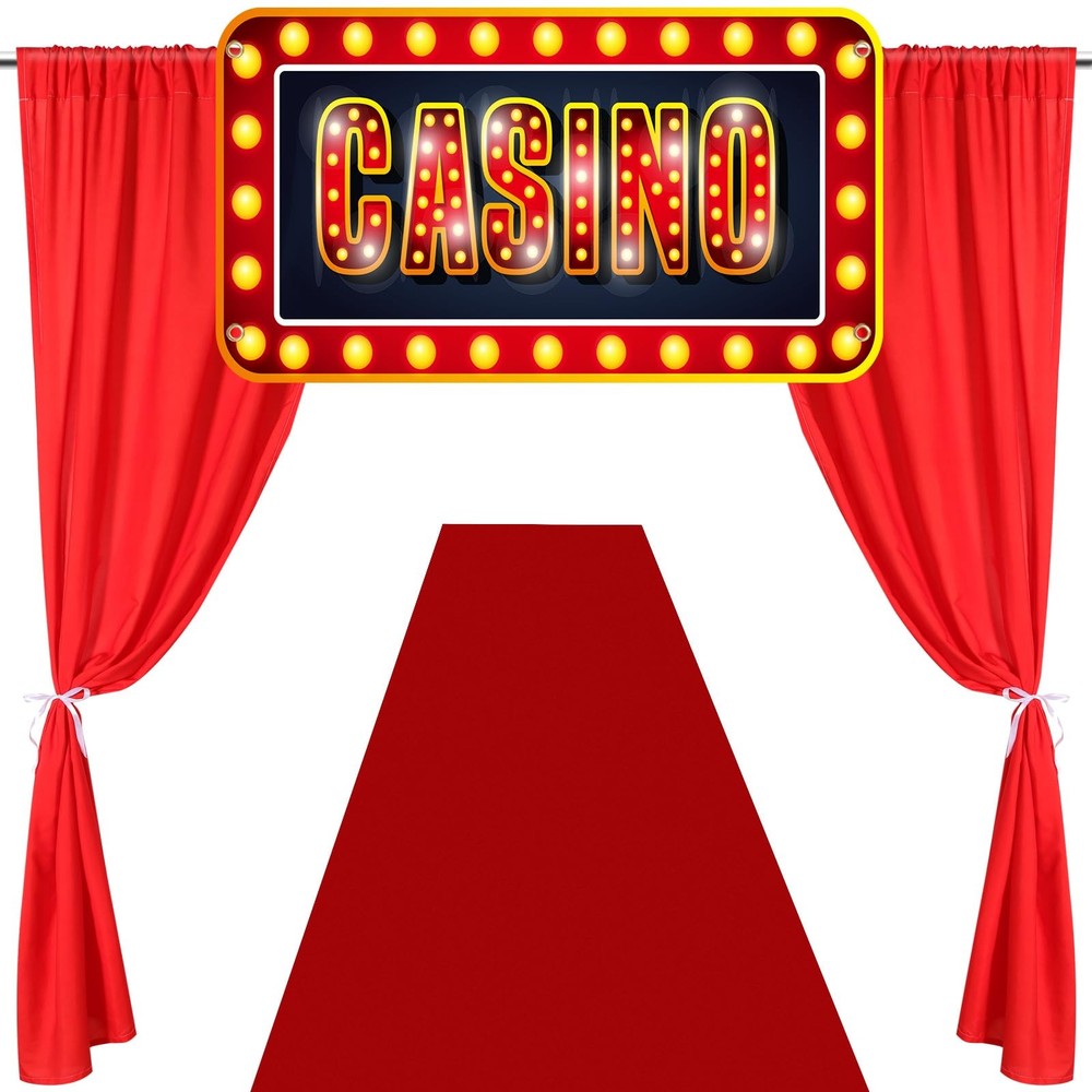 4 Pcs Casino Night Party Entryway Banner Decorations Casino Theme Banner Red …