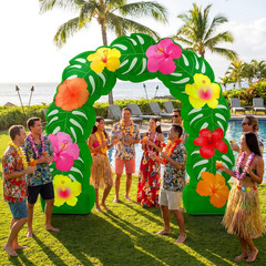 8.2 Ft Tropical Hawaiian Inflatable Arch Summer Luau Party Decoration Monstera L