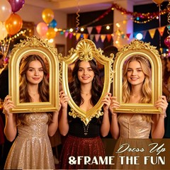 3 Pack Large Vintage Gold Photo Booth Props, Cardboard Large Selfie Picture F…