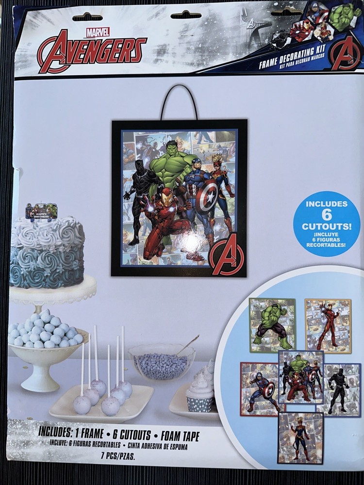 BRAND NEW Marvel Avengers Frame Decorating Kit 6 Cut Outs Wall Hang Party