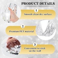 4 PCS 15ft Silver Metallic Foil Ceiling Fringe Curtains Graduation Party Decor