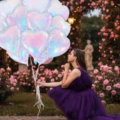 Heart Balloons, Silver Heart Balloons for Valentines Day Decorations, Foil He…