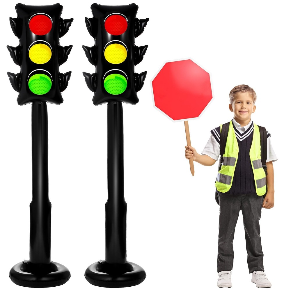 2Pcs 59Inch Jumbo PVC Stop Light Balloons Inflatable Traffic Light Balloons Race