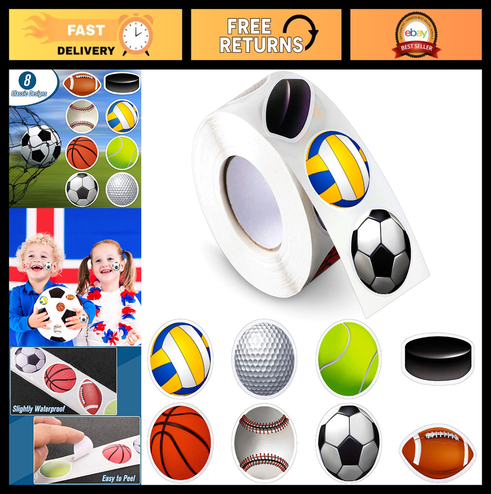 800 Pcs Waterproof Sports Stickers – Basketball, Baseball, Soccer, Football & Mo