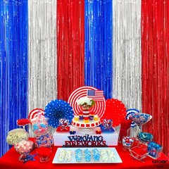 XtraLarge Red White and Blue Streamers – 3.2×8 Feet, Pack of 2 Red and Blue Deco