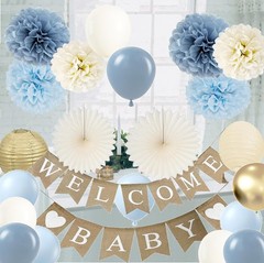Baby Shower Decorations for Boys with Rustic Burlap Welcome Banner and Dusty …