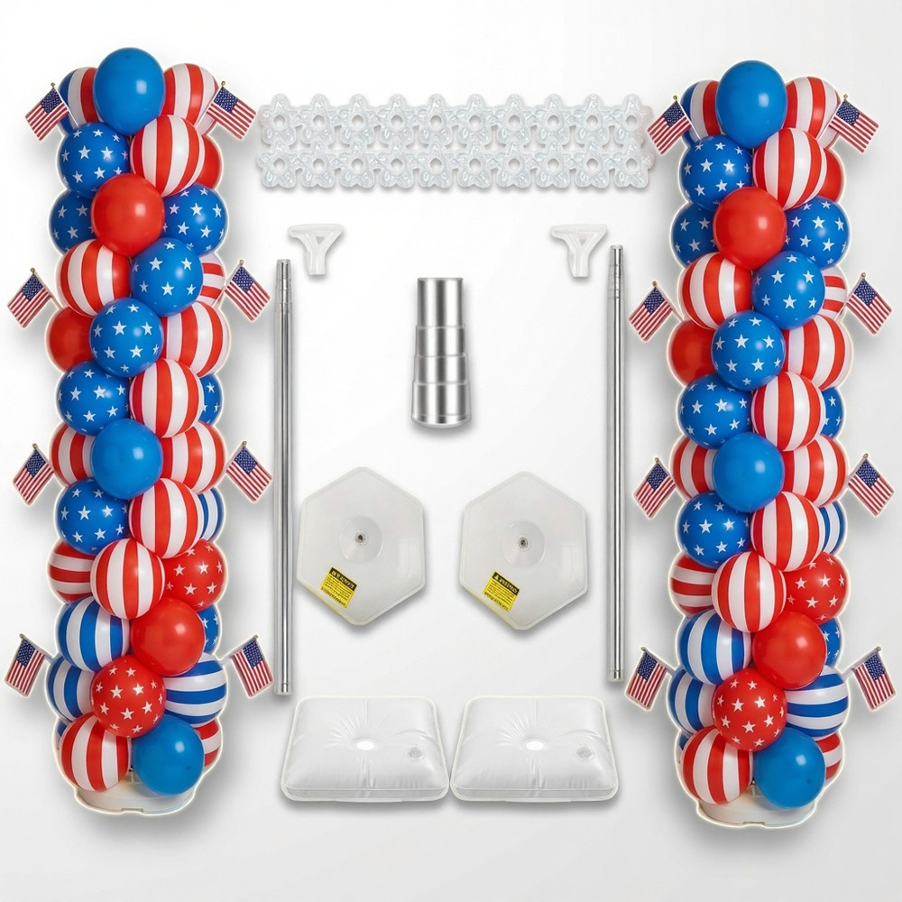 2 Set 7ft Balloon Column Stand Kit Adjustable Telescopic Tower Party Decoration