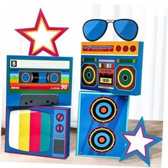 7 pcs Large 80s 90s Party Decorations – 3D Hip Hop Favor Set – Paper