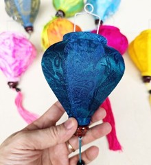 Set 24 pcs Vietnamese silk lanterns 10cm, string lanterns for wedding tent decor