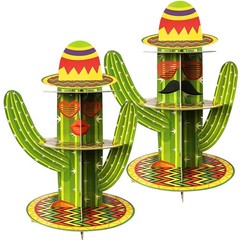 2 Pack Cactus Cupcake Stand – 3 Tier Cardboard Display for Fiesta, Cinco de Mayo
