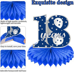 8Pcs 18Th Birthday Decorations Table Centerpiece Party Supplies, Blue Silver Hap