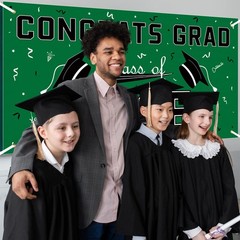 2026 Graduation Decorations – Green Polyester Backdrop –